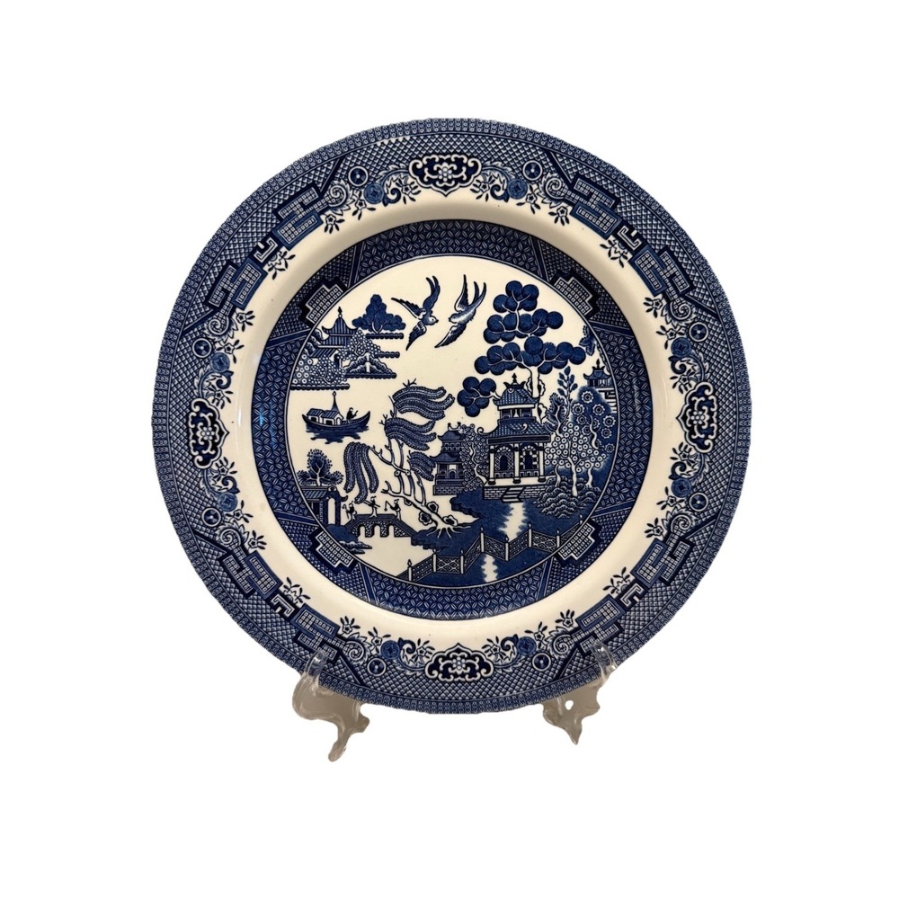 Churchill Blue Willow Dinner Plate Ironstone Made in England 10 3/8"